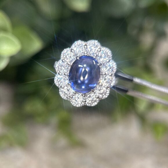 925 Silver Cabuchon Sparkling Flower Ring - Picture 6 of 12